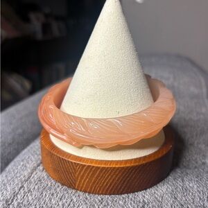 Peach Carved Agate Bangle Bracelet